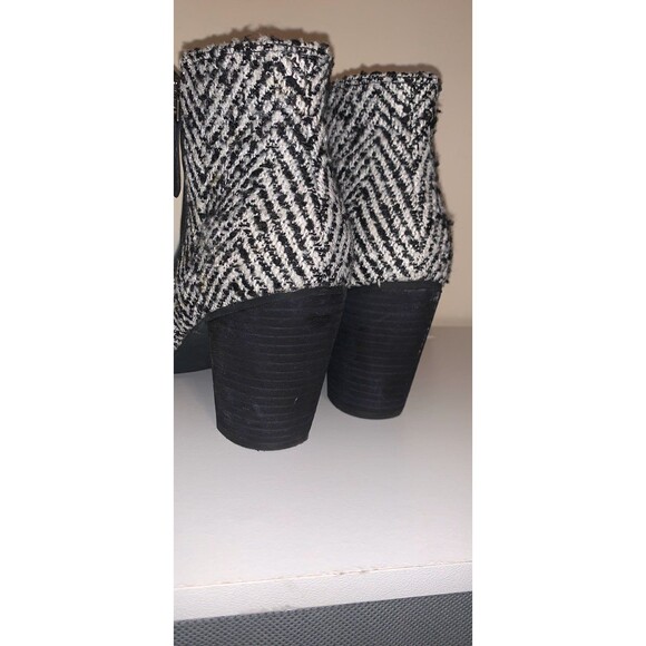 BP Nordstrom Women's Trolley Black Leather White Textile Ankle Boots Size 7 - Picture 4 of 5